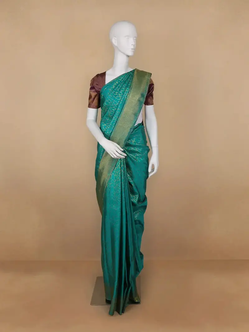 Blue Abstract Woven Pure Kanchipuram Silk Saree 1