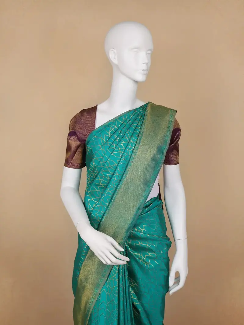 Blue Abstract Woven Pure Kanchipuram Silk Saree 2