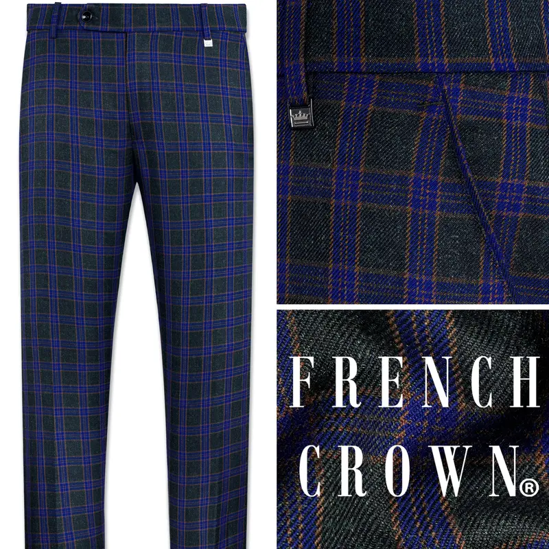 Blue And Piano Green Plaid Tweed Pant 1