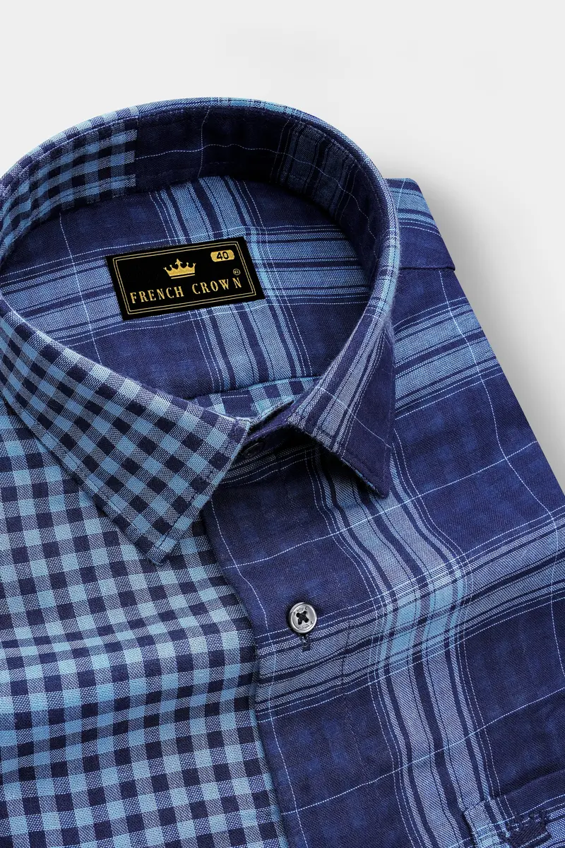 Blue And Pigeon Post Blue Royal Oxford Designer Shirt 5