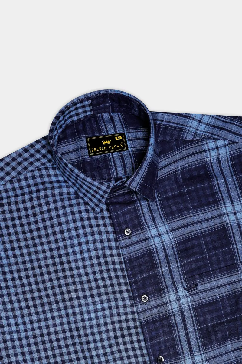 Blue And Pigeon Post Blue Royal Oxford Designer Shirt 7