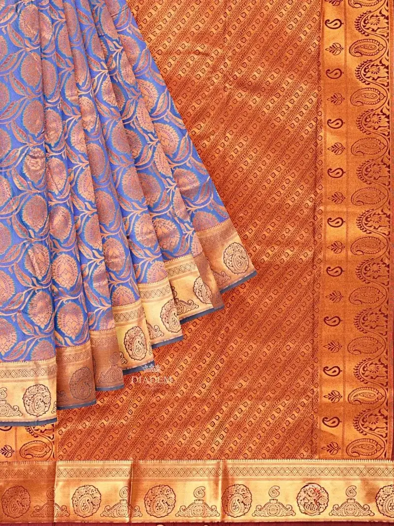 Blue Art Silk Saree With Zari Butta On The Body And Contrast Zari Border 1