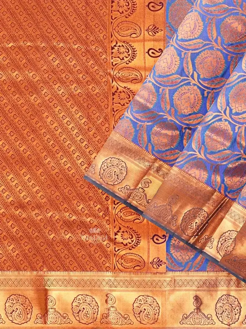 Blue Art Silk Saree With Zari Butta On The Body And Contrast Zari Border 2