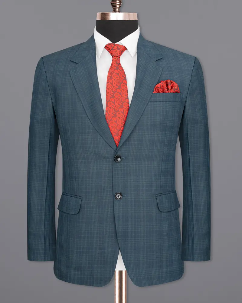 Blue Bayoux Checkered Wool Rich Blazer 8