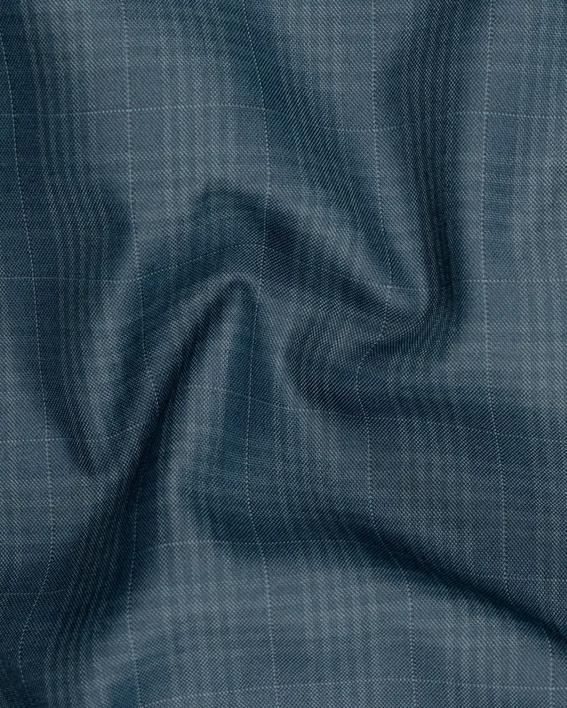 Blue Bayoux Checkered Wool Rich Waistcoat 3