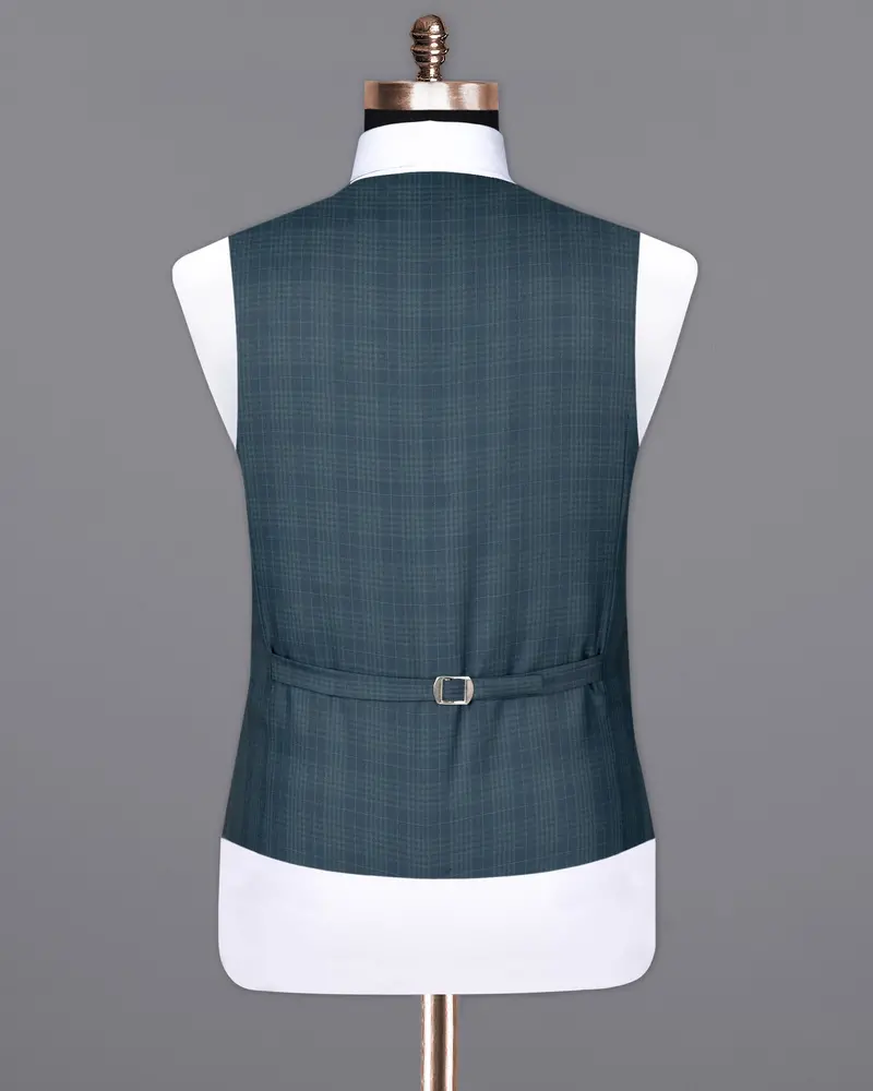 Blue Bayoux Checkered Wool Rich Waistcoat 6