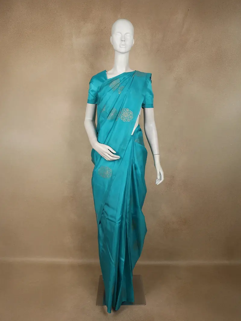 Blue Butta Woven Design Soft Silk Fancy Saree With Self Border 1