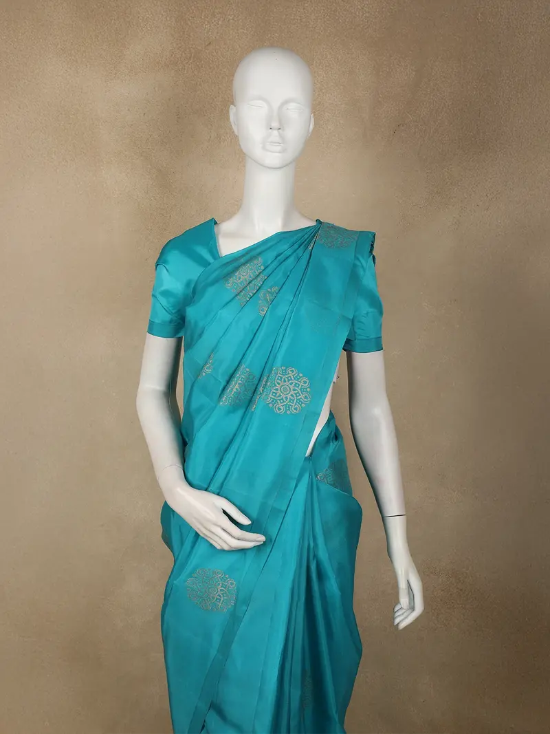 Blue Butta Woven Design Soft Silk Fancy Saree With Self Border 2