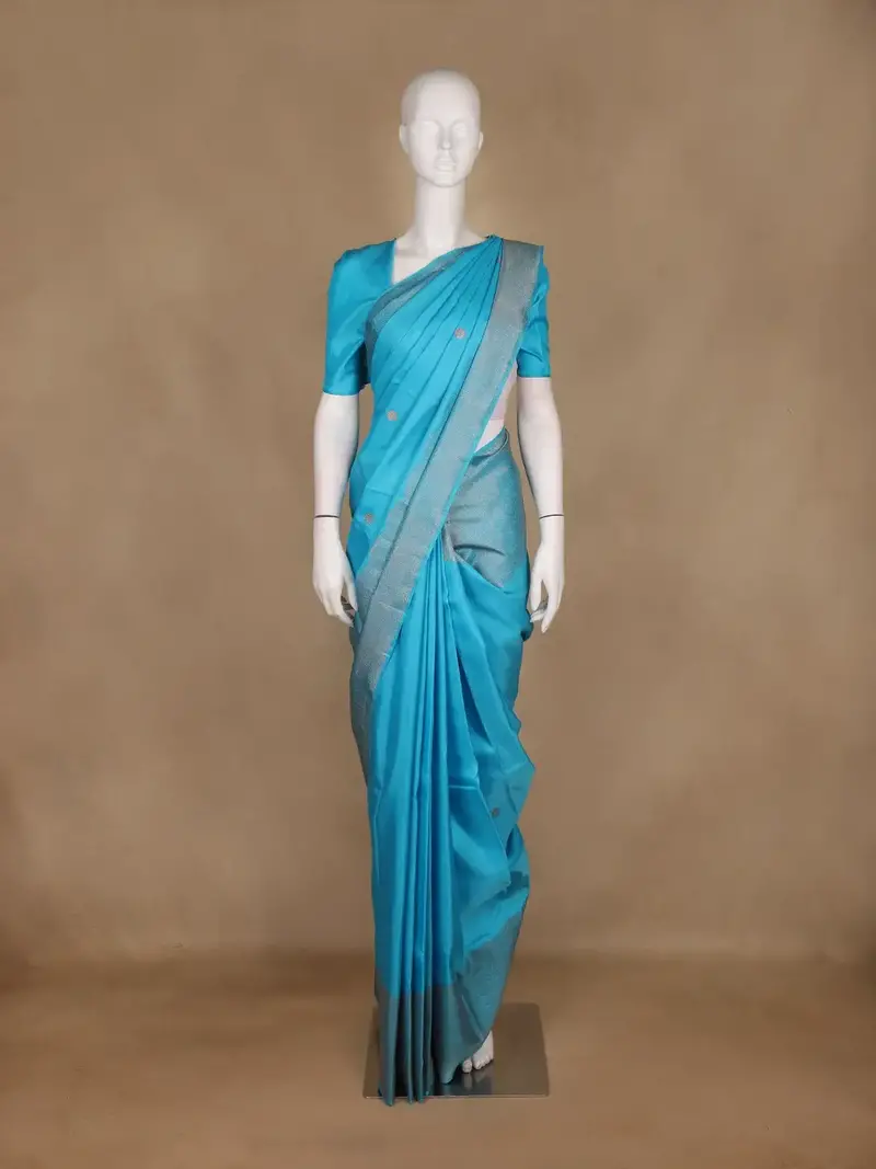 Blue Butta Woven Pure Kanchipuram Silk Saree 1