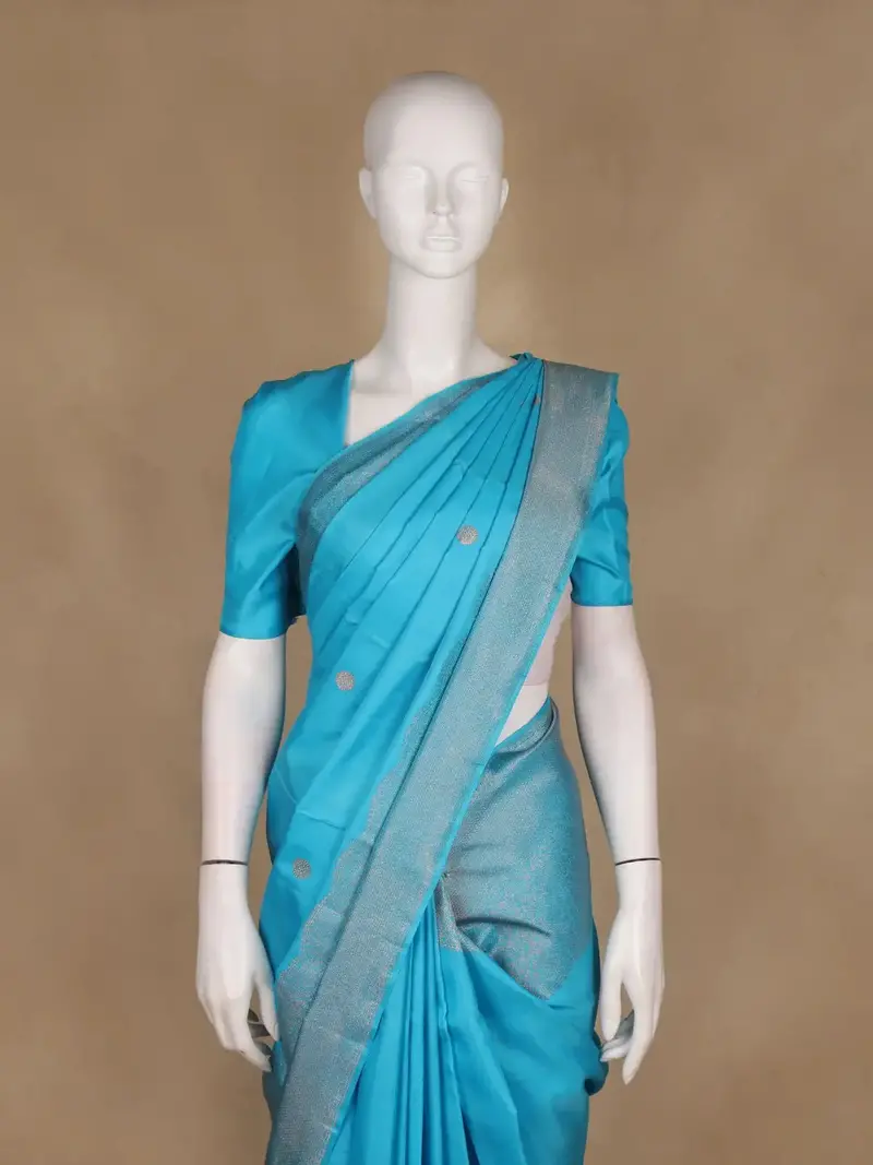 Blue Butta Woven Pure Kanchipuram Silk Saree 2