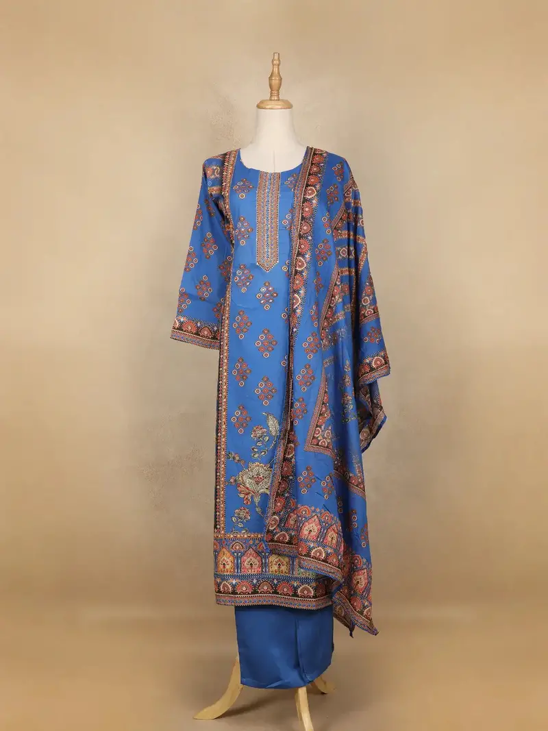 Blue Diamond Designed Cotton Salwar Suit 1