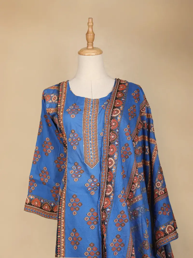 Blue Diamond Designed Cotton Salwar Suit 2