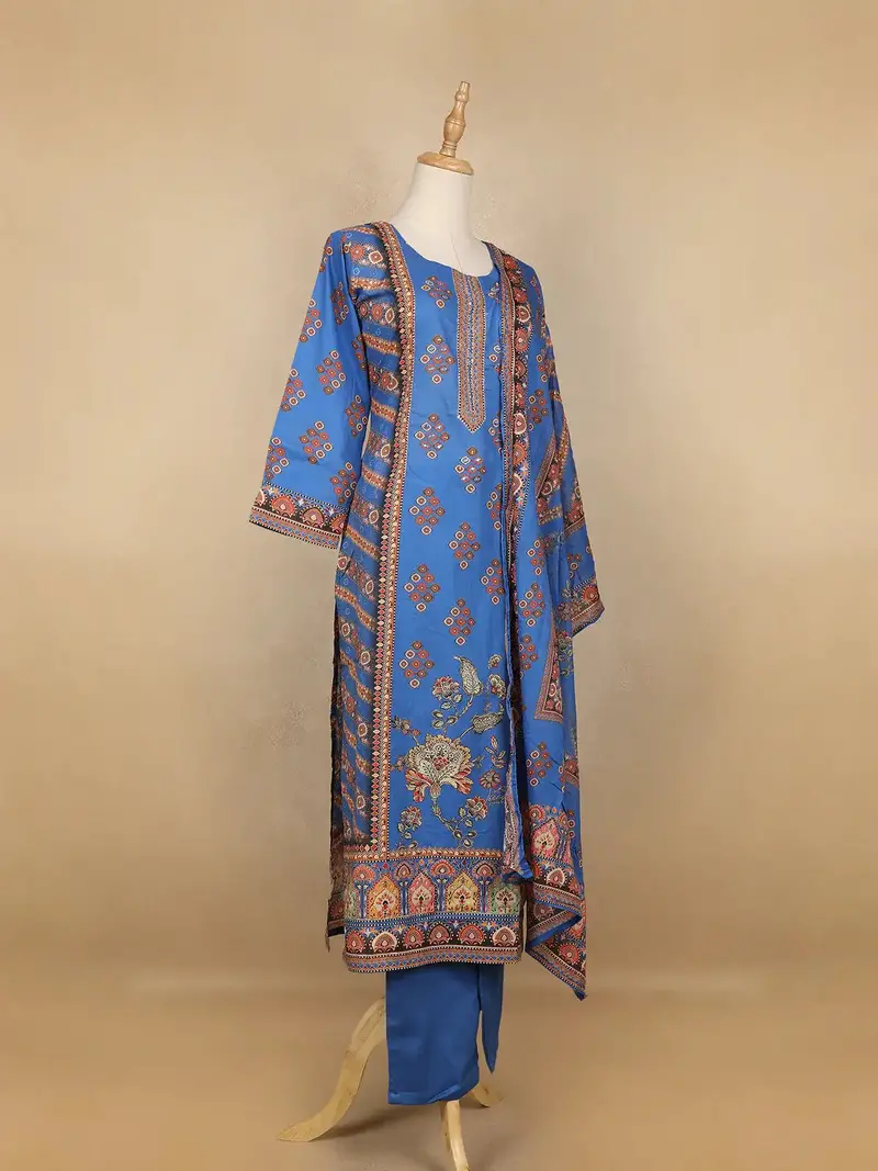 Blue Diamond Designed Cotton Salwar Suit 3