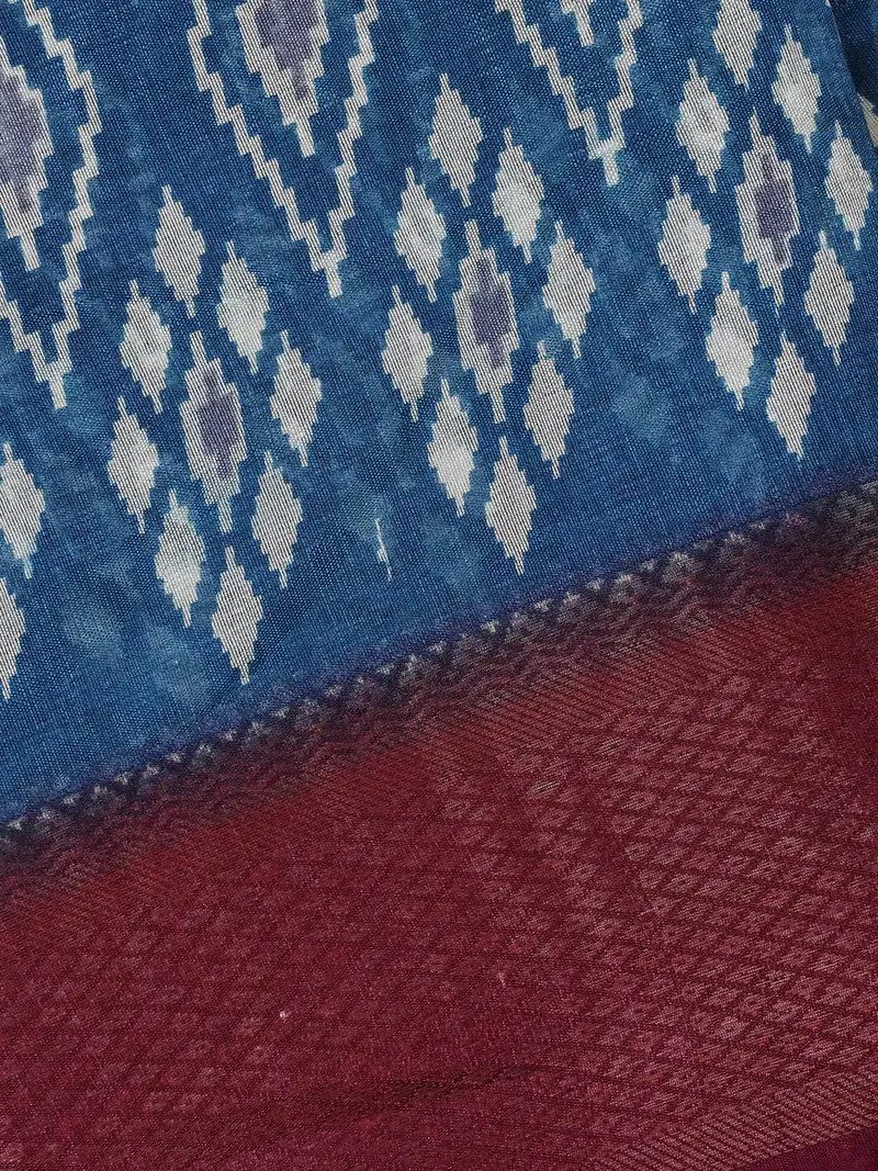 Blue Diamond Designed Fancy Cotton Saree 2