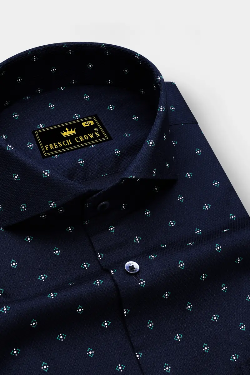 Blue Dobby Textured Premium Giza Cotton Shirt 2
