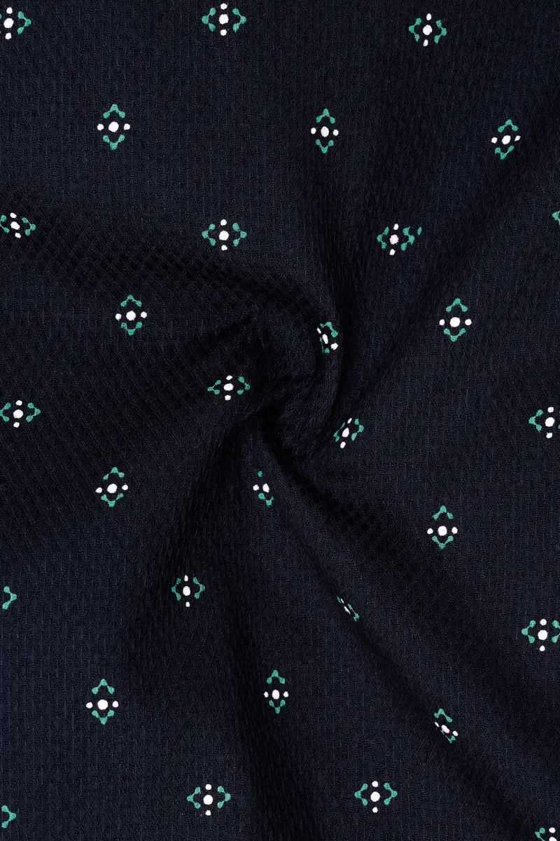 Blue Dobby Textured Premium Giza Cotton Shirt 3