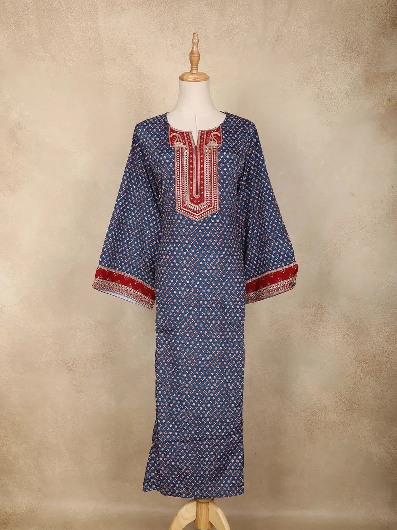 Blue Dots Printed Rayon Kurti Top 1