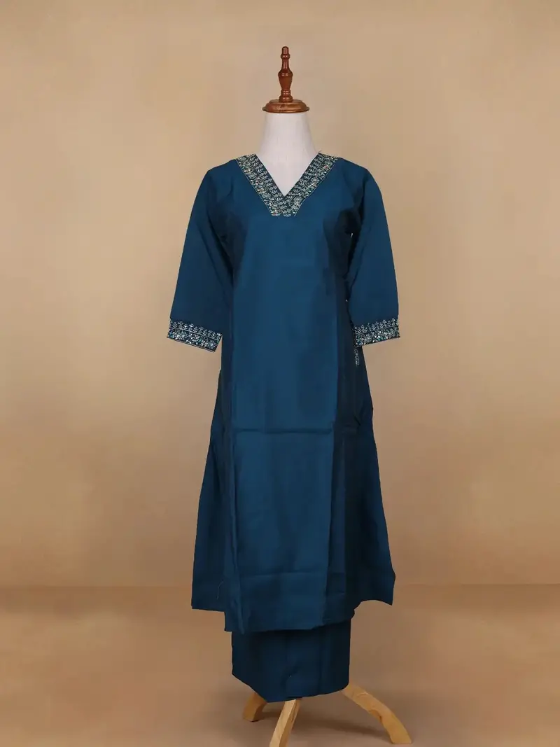 Blue Floral Designed Chiffon Salwar Suit 1