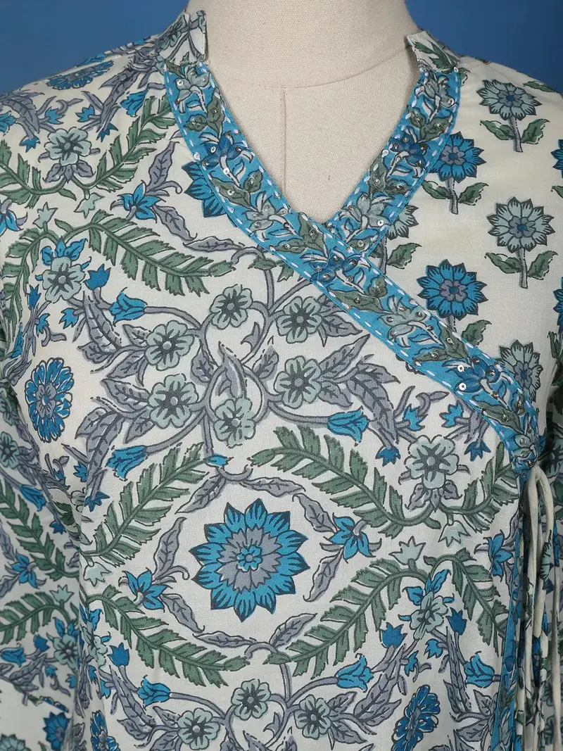 Blue Floral Designed Cotton Salwar Suit 5