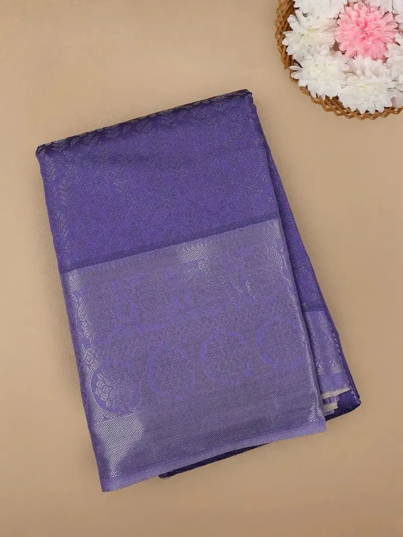 Blue Floral Designed Fancy Art Silk Saree 1