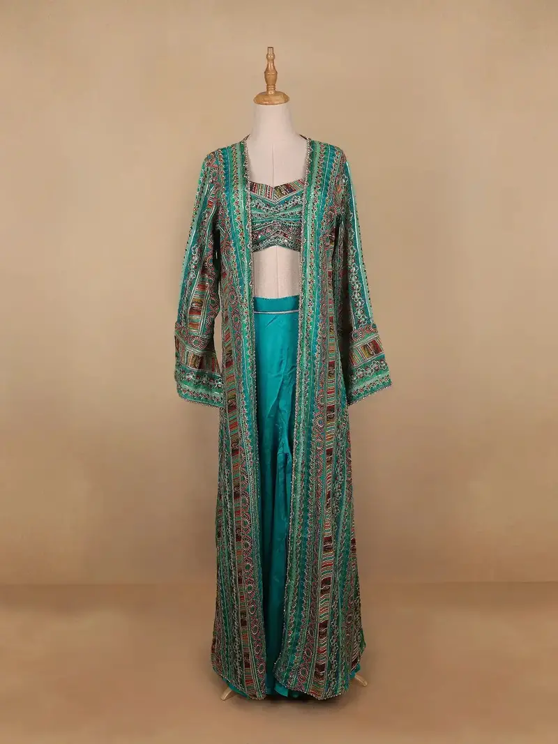 Blue Floral Designed Georgette Palazzo Salwar Suit 1
