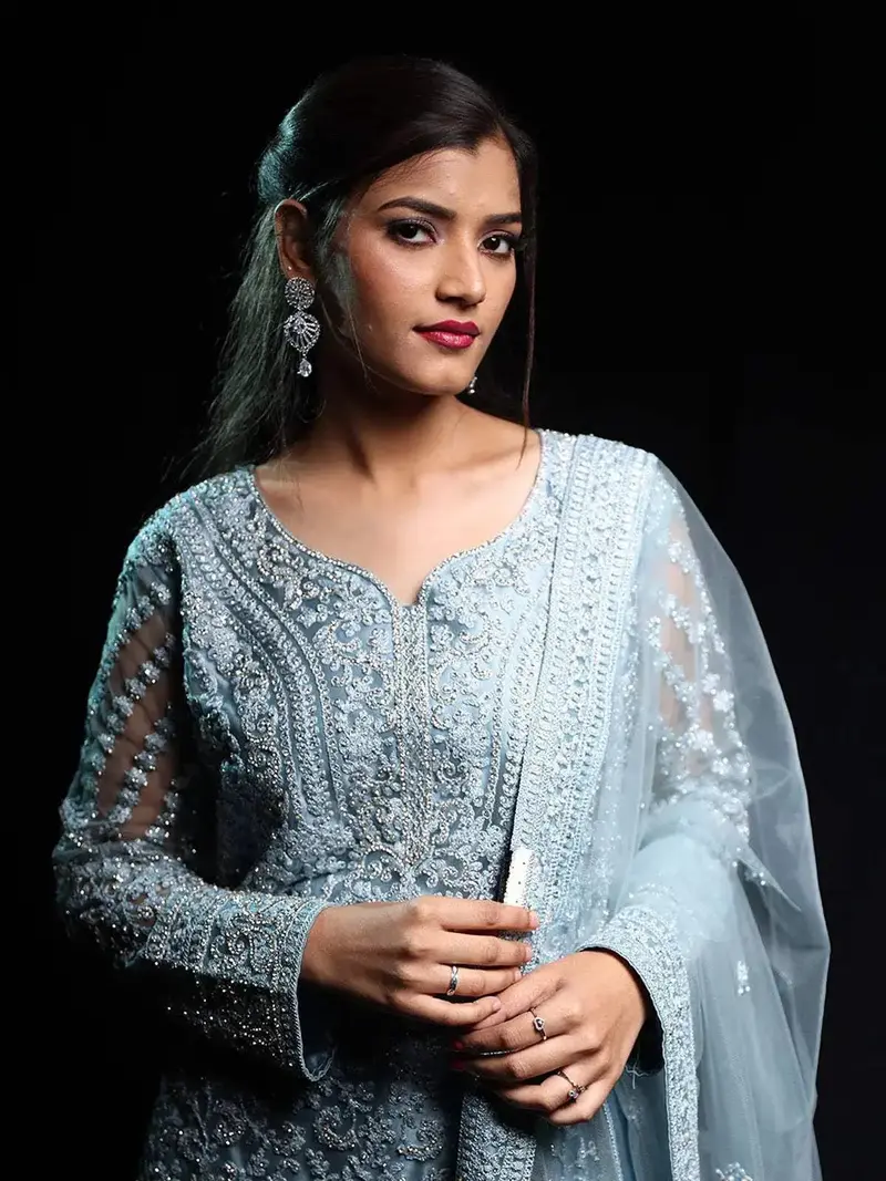 Blue Floral Embroidered Sharara Salwar Suit Online 2