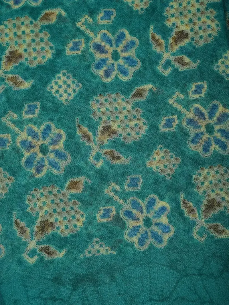 Blue Floral Printed Georgette Saree 2