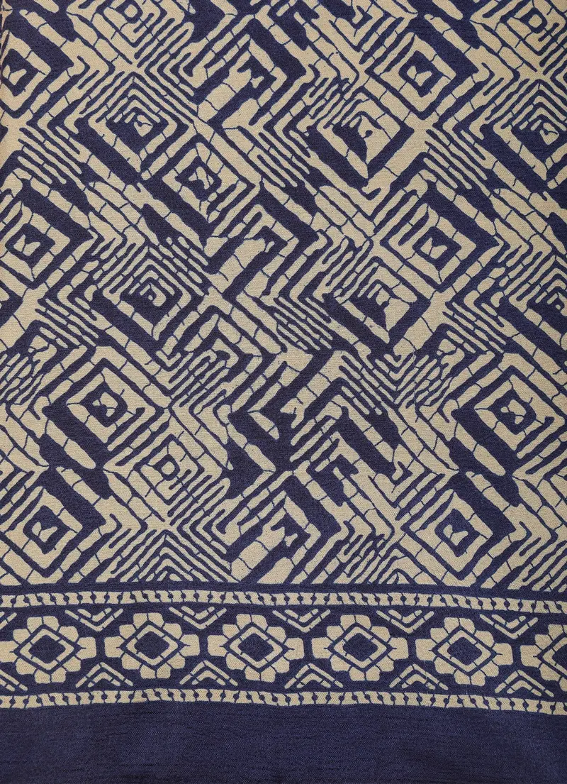 Blue Geometric Printed Design Mixed Silk Cotton Fancy Saree 2