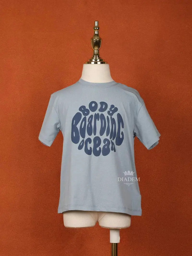 Blue Grey Cotton Half Sleeve T-Shirt 1