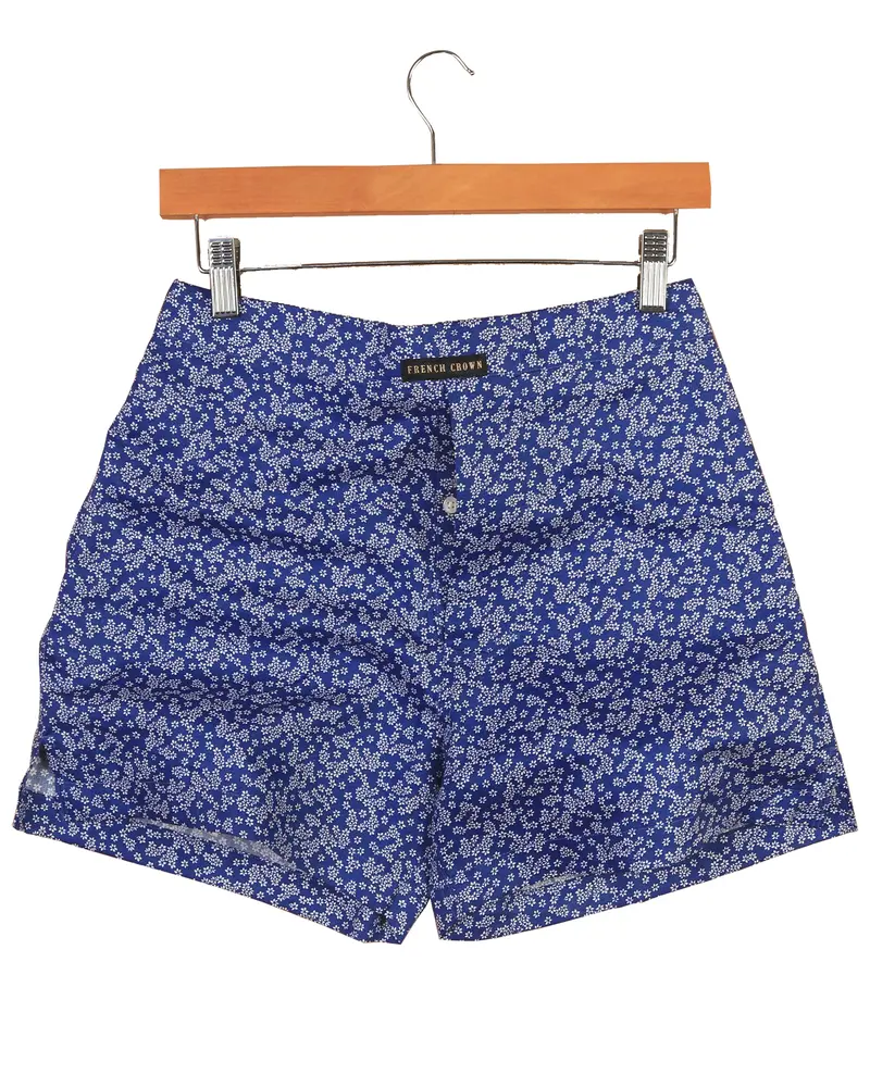 Blue Micro Flowers Printed Super Soft Premium Cotton Boxer 1