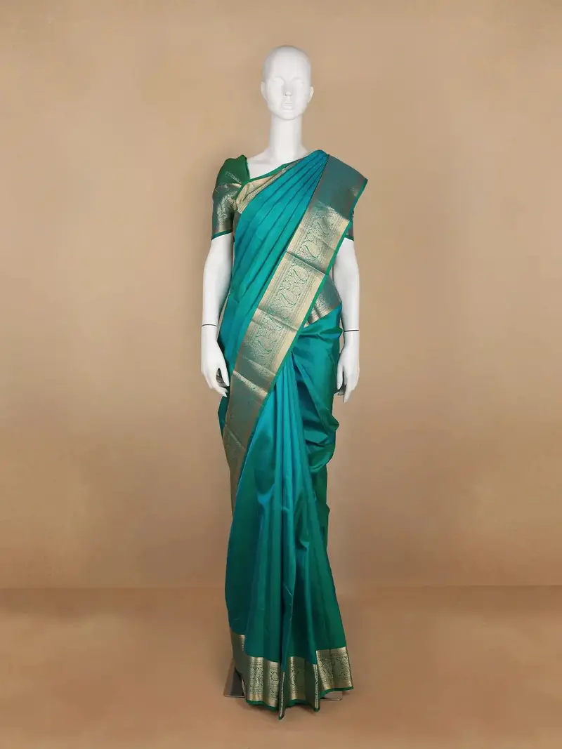 Blue Paisley Woven Silk Saree 1