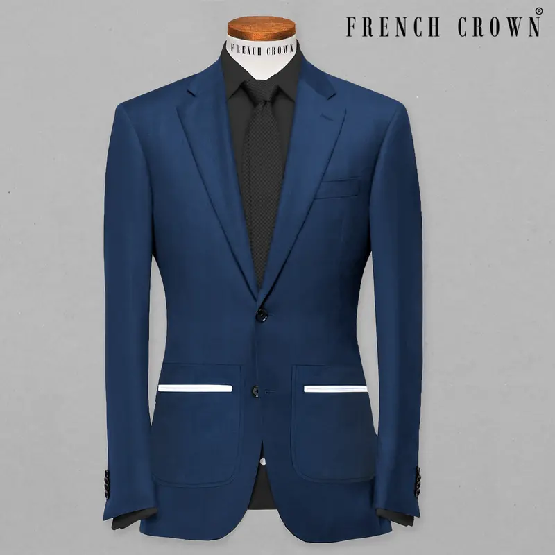 Blue Patch Subtle Sheen Pockets Performance Blazer 1