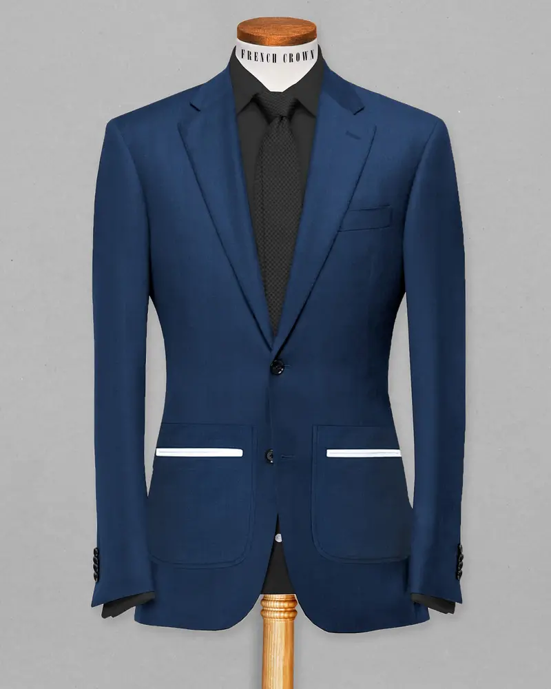 Blue Patch Subtle Sheen Pockets Performance Blazer 5