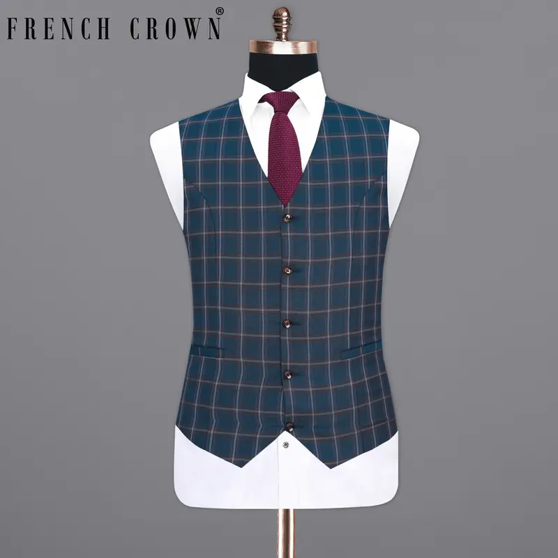 Blue Plaid Waistcoat 1