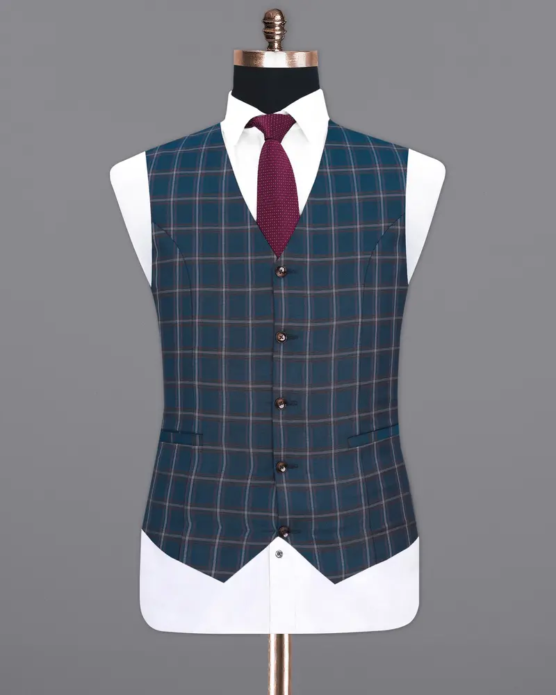 Blue Plaid Waistcoat 2