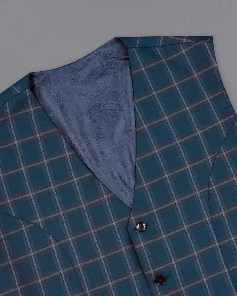 Blue Plaid Waistcoat 4