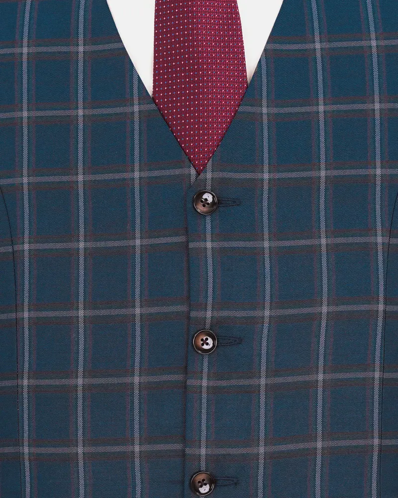 Blue Plaid Waistcoat 5