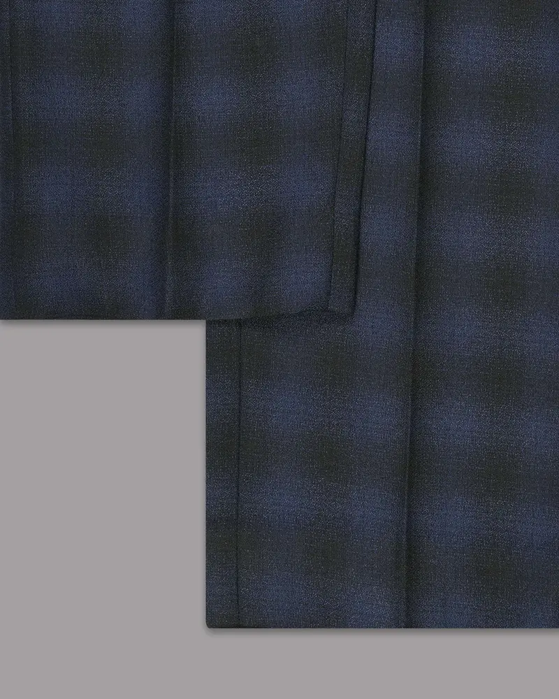 Blue Plaid Wool-Silk Blend Pant 6