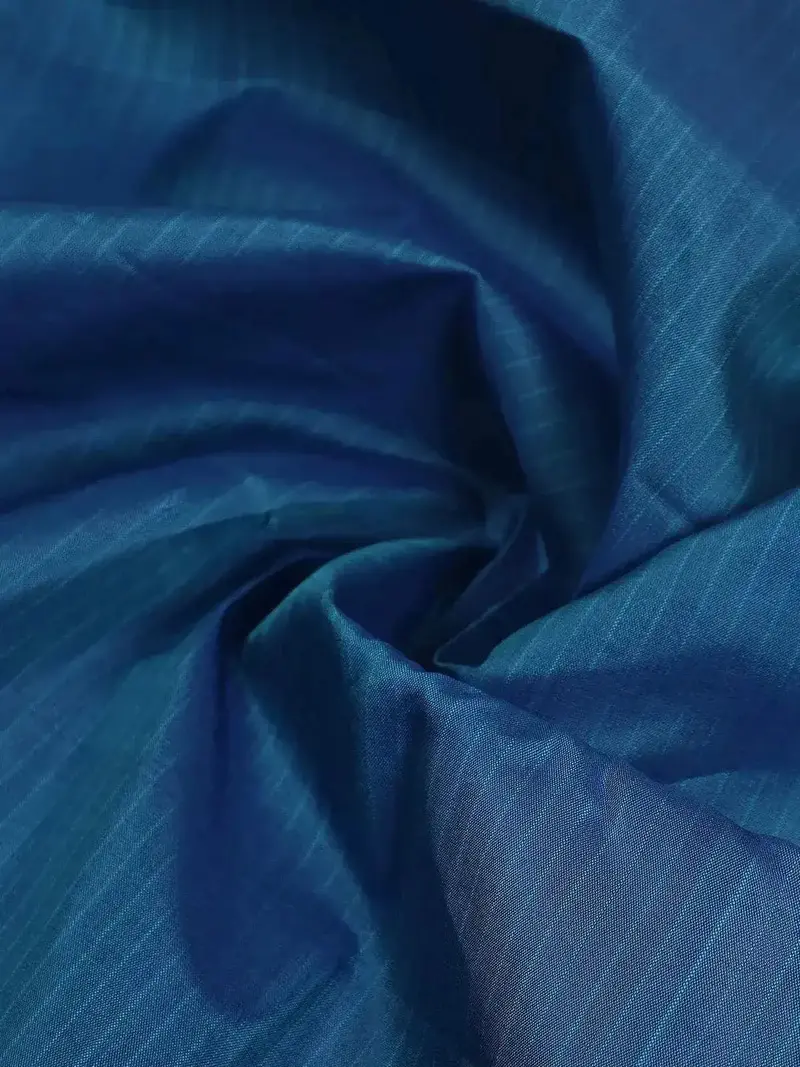 Blue Pure Kanchipuram Bridal Silk Saree With Stripes Design On The Body With Zari Border 2