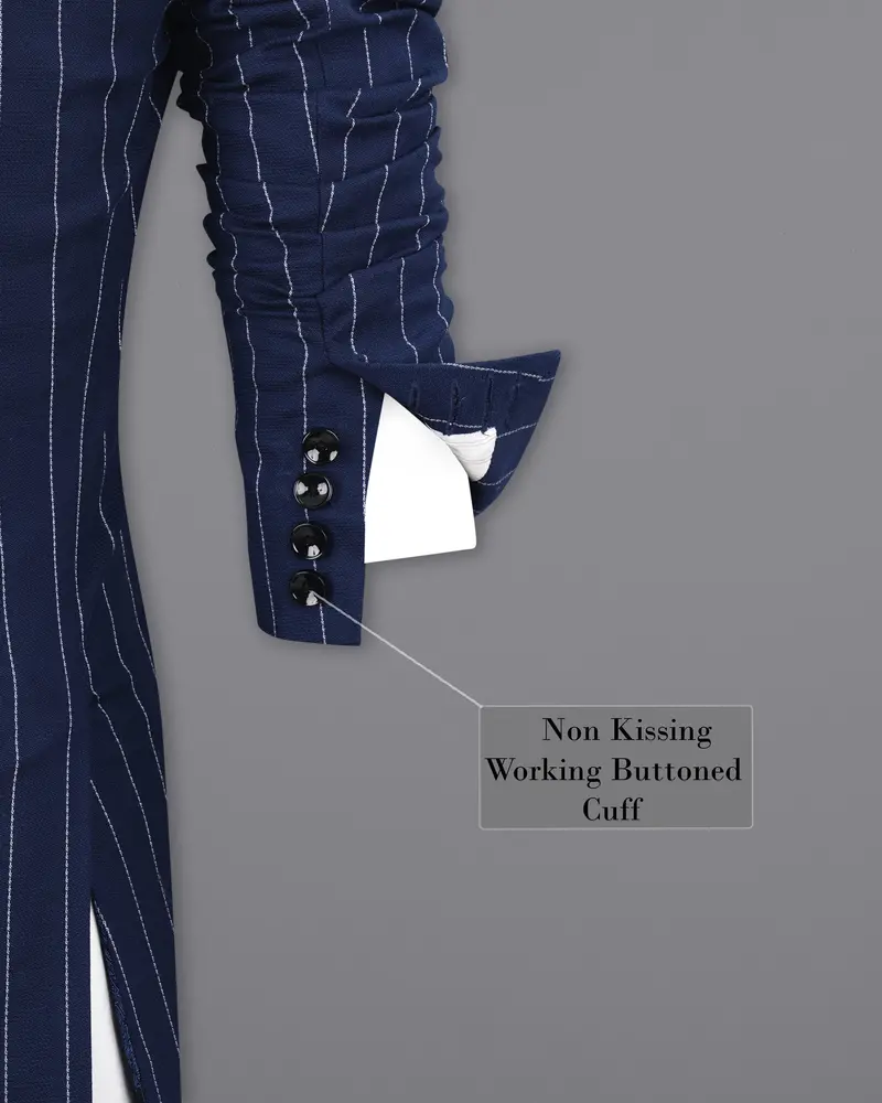 Blue Striped Single Breasted Blazer 10