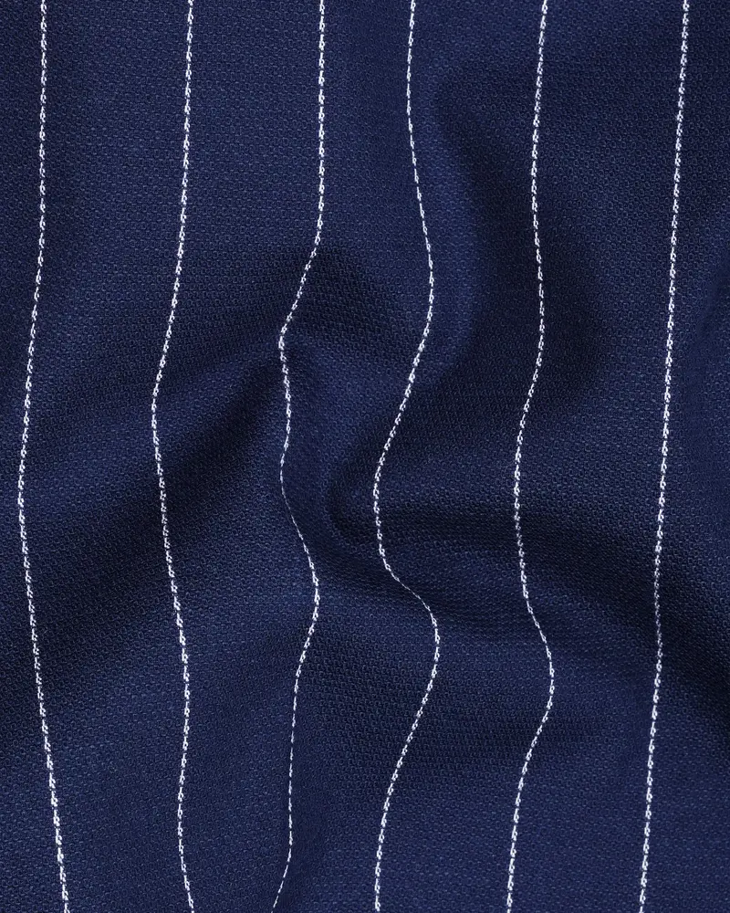 Blue Striped Single Breasted Blazer 3