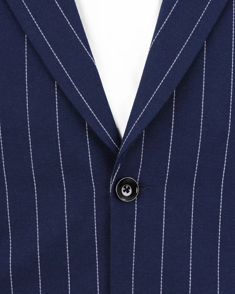 Blue Striped Single Breasted Blazer 4