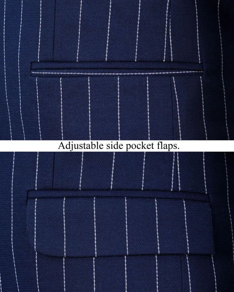 Blue Striped Single Breasted Blazer 5
