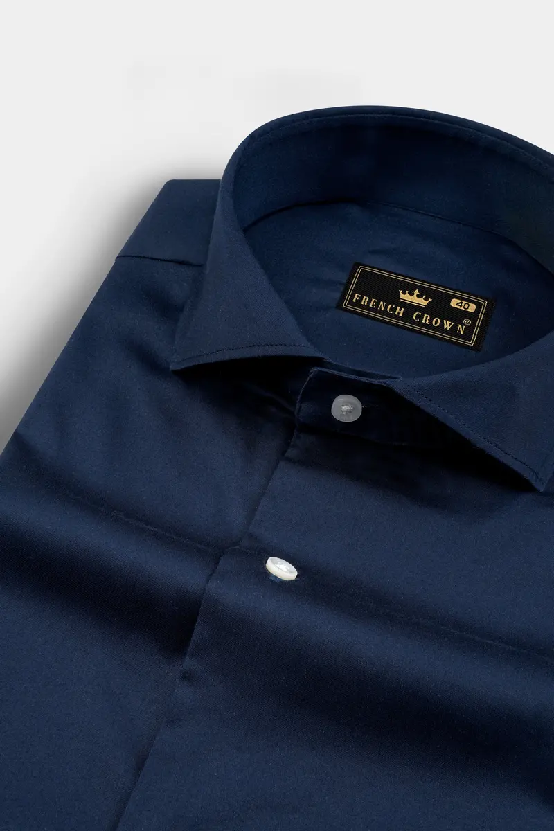 Blue Subtle Sheen Solid Super Soft Premium Cotton Shirt 1
