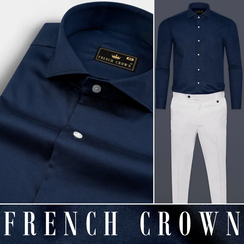 Blue Subtle Sheen Solid Super Soft Premium Cotton Shirt 10