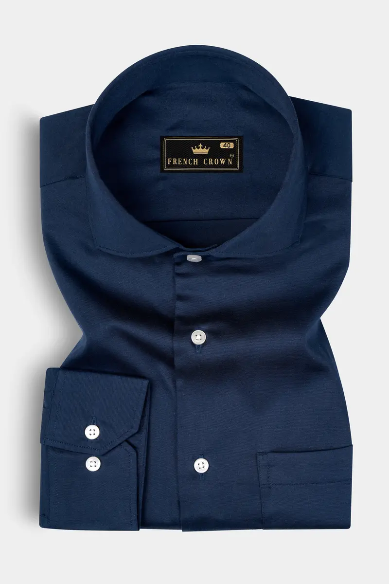 Blue Subtle Sheen Solid Super Soft Premium Cotton Shirt 3
