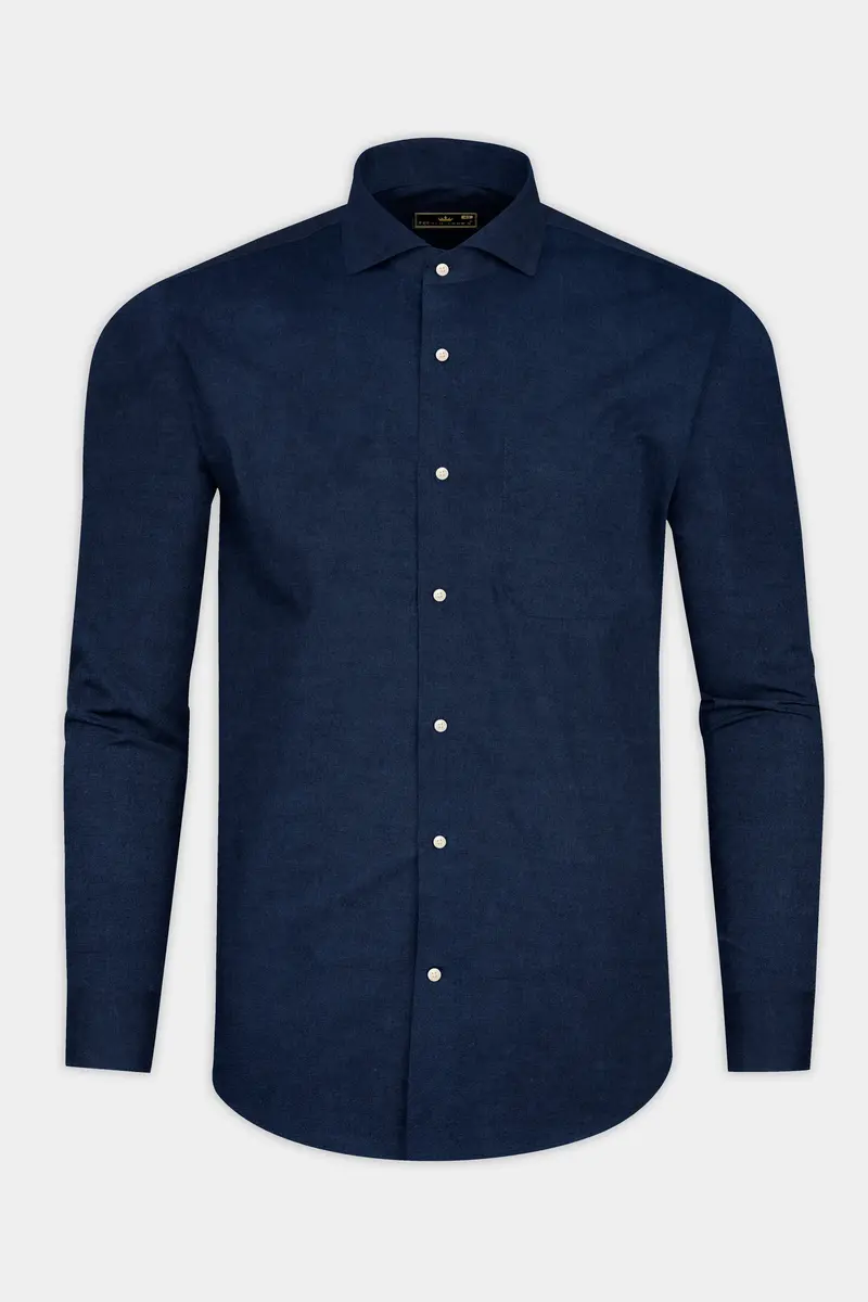 Blue Subtle Sheen Solid Super Soft Premium Cotton Shirt 4