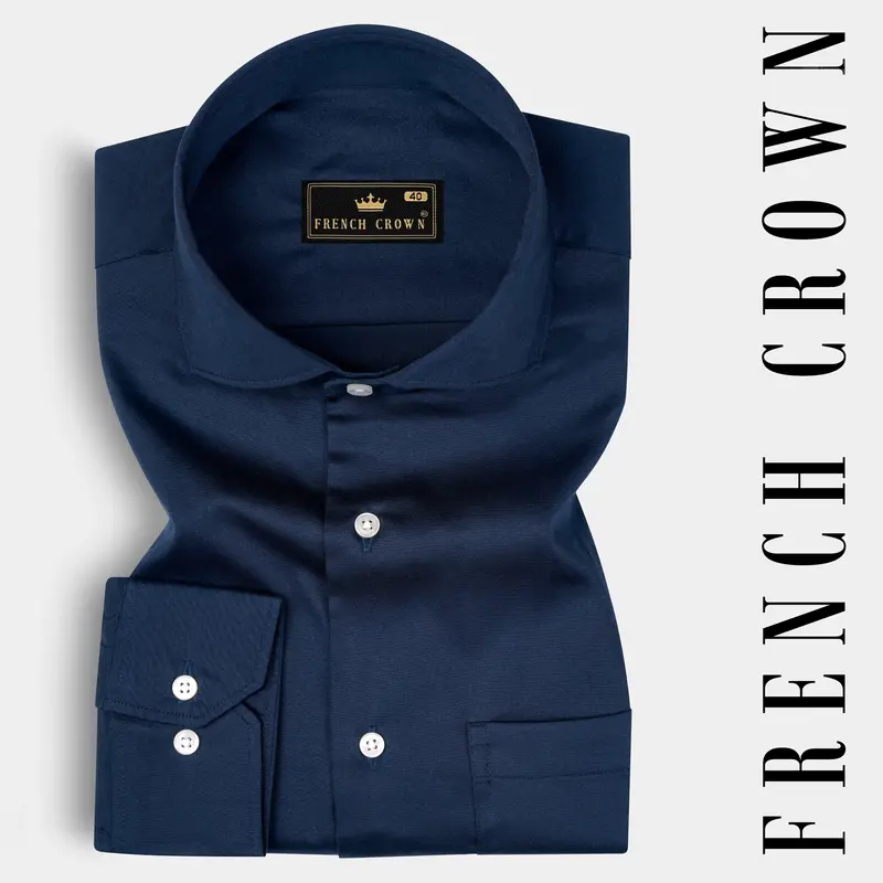 Blue Subtle Sheen Solid Super Soft Premium Cotton Shirt 7