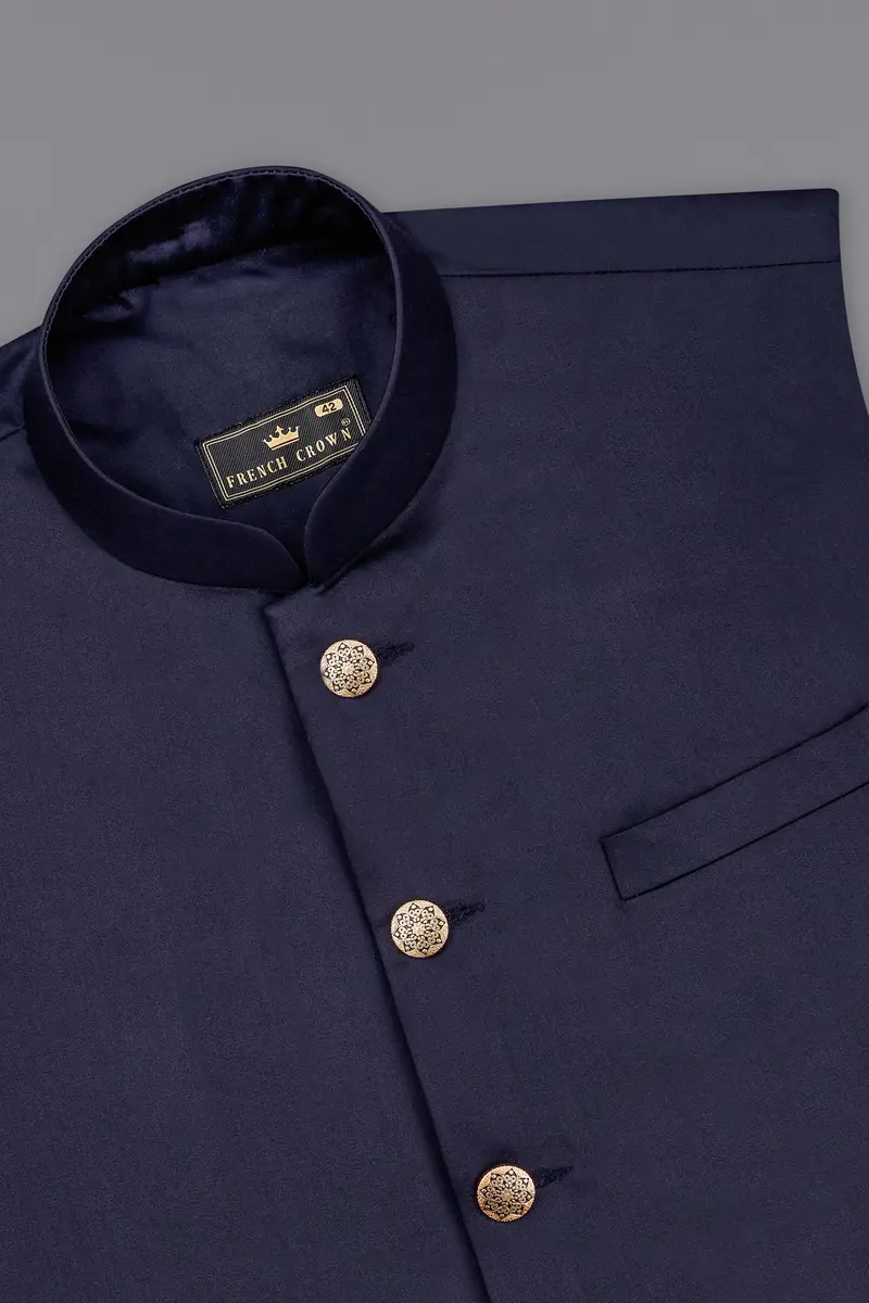 Blue Subtle Sheen Textured Nehru Jacket 4