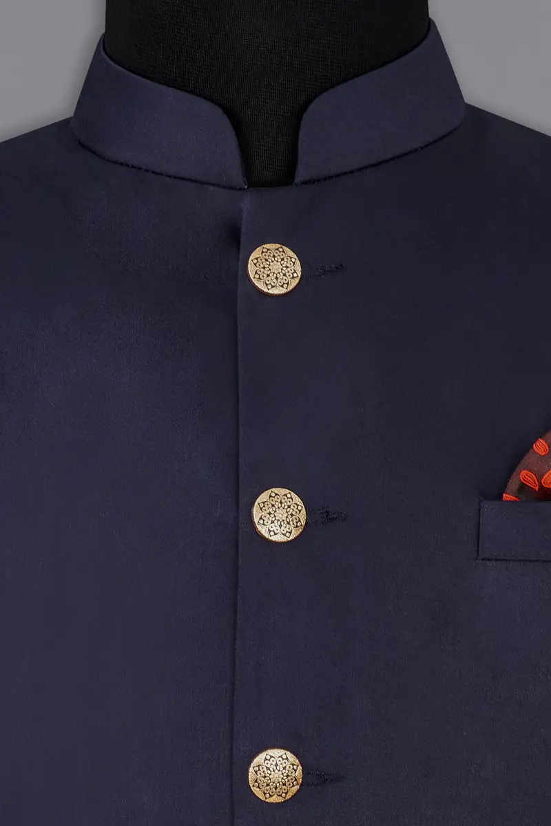 Blue Subtle Sheen Textured Nehru Jacket 5